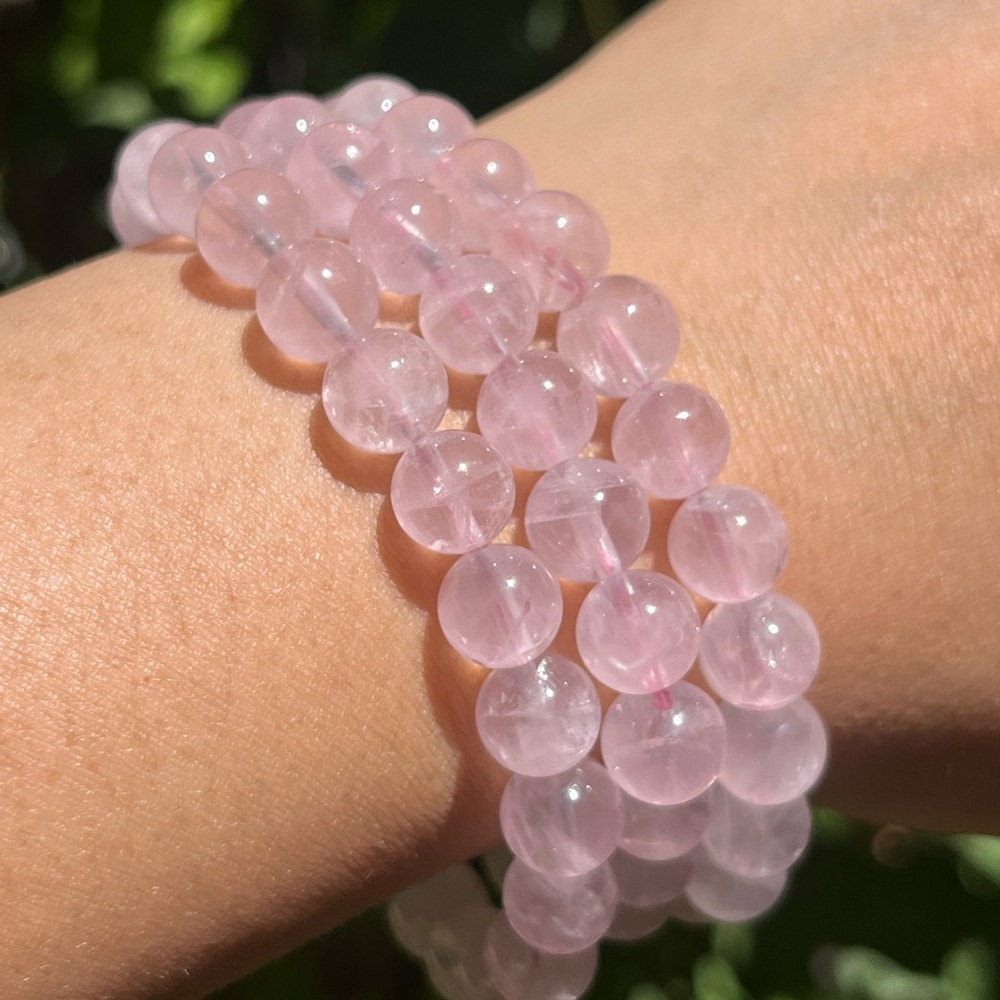 8mm stretchable pink rose quartz bracelet
